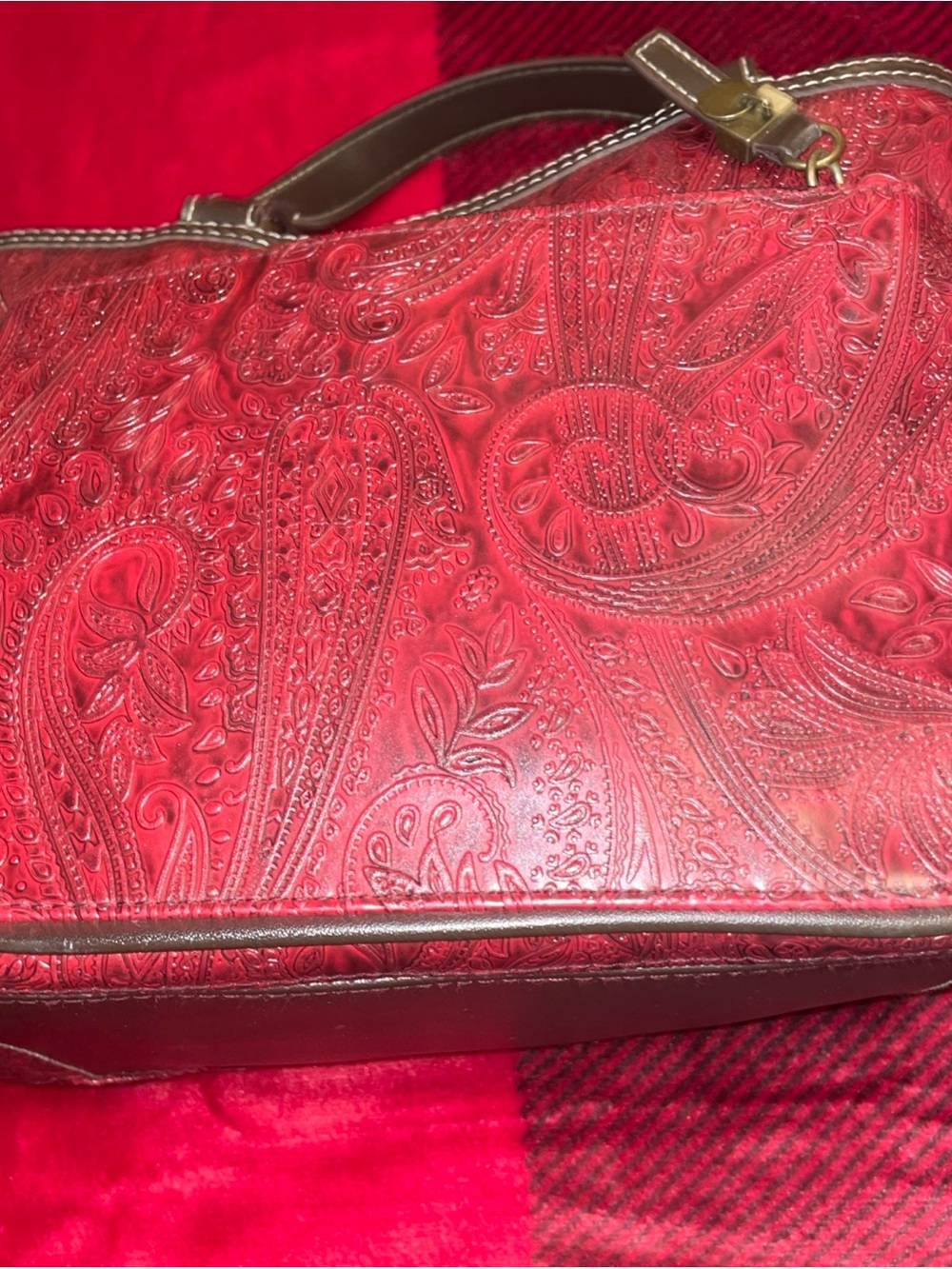 Relic Red Embossed Paisley Satchel - Picture 3 of 10